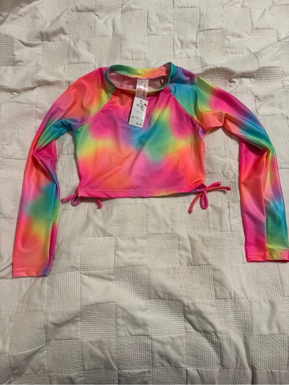 Cat & Jack Kids Rainbow Tie-Dye Long Sleeve Swim Rashguard - Pink, Green, Blue